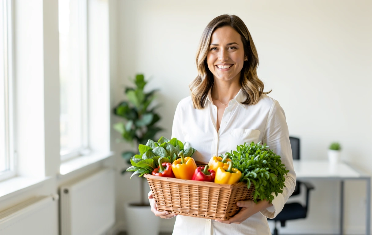 Nutrition professional with fresh produce